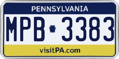 PA license plate MPB3383