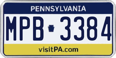 PA license plate MPB3384