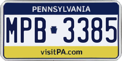 PA license plate MPB3385