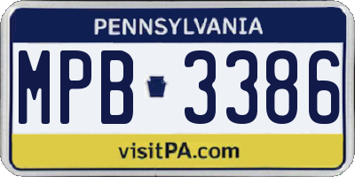 PA license plate MPB3386