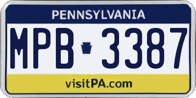 PA license plate MPB3387