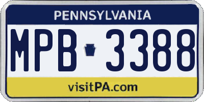 PA license plate MPB3388