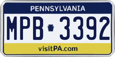 PA license plate MPB3392