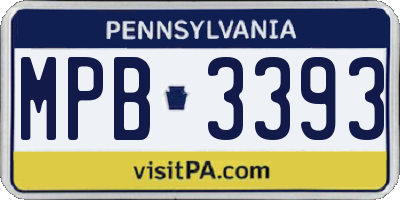 PA license plate MPB3393