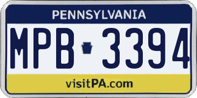 PA license plate MPB3394