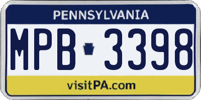 PA license plate MPB3398