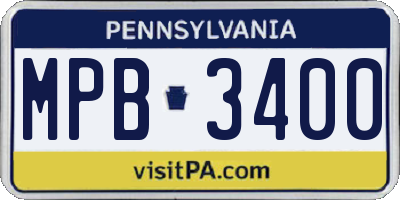 PA license plate MPB3400