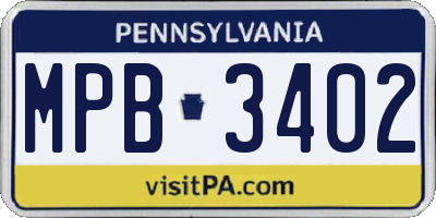 PA license plate MPB3402
