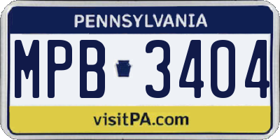 PA license plate MPB3404