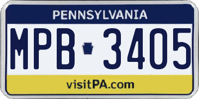 PA license plate MPB3405