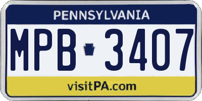 PA license plate MPB3407