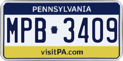 PA license plate MPB3409