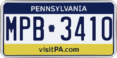 PA license plate MPB3410