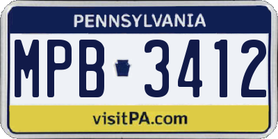 PA license plate MPB3412