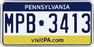 PA license plate MPB3413