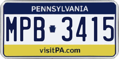 PA license plate MPB3415