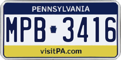 PA license plate MPB3416