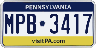 PA license plate MPB3417