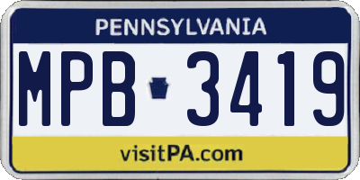 PA license plate MPB3419