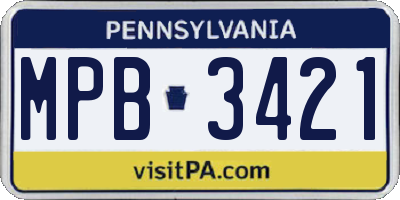PA license plate MPB3421