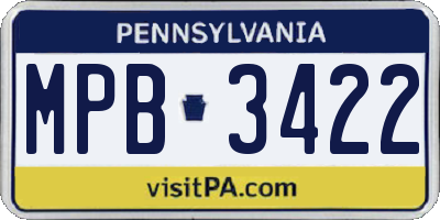 PA license plate MPB3422