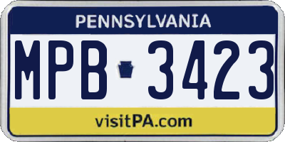 PA license plate MPB3423