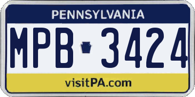 PA license plate MPB3424