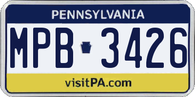 PA license plate MPB3426