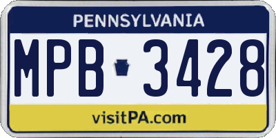 PA license plate MPB3428