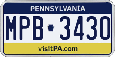 PA license plate MPB3430