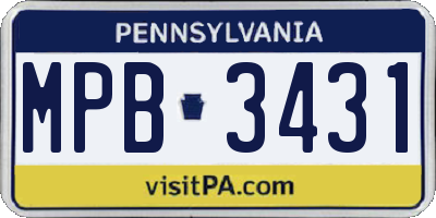 PA license plate MPB3431