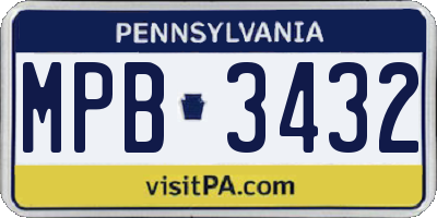 PA license plate MPB3432