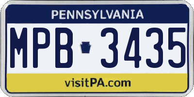 PA license plate MPB3435