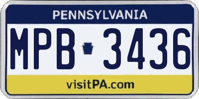 PA license plate MPB3436