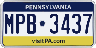 PA license plate MPB3437