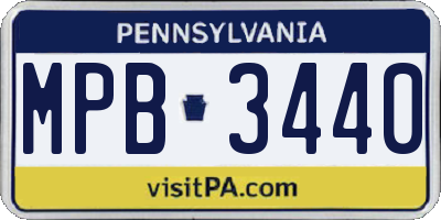 PA license plate MPB3440