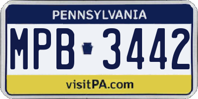 PA license plate MPB3442