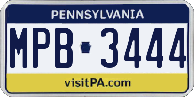 PA license plate MPB3444