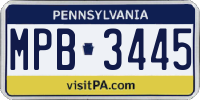 PA license plate MPB3445