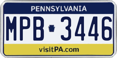 PA license plate MPB3446
