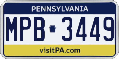 PA license plate MPB3449