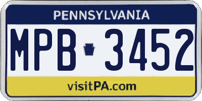 PA license plate MPB3452