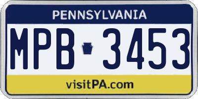 PA license plate MPB3453