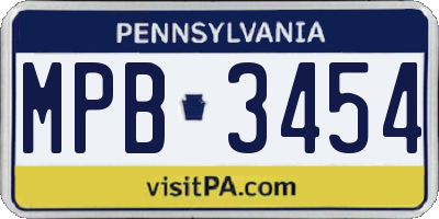 PA license plate MPB3454
