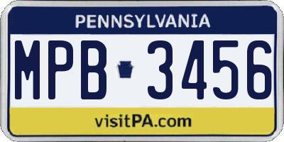 PA license plate MPB3456