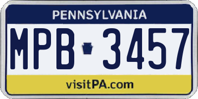 PA license plate MPB3457