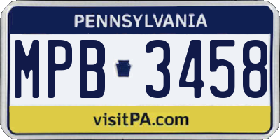 PA license plate MPB3458