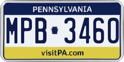 PA license plate MPB3460
