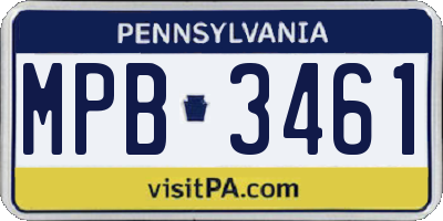 PA license plate MPB3461
