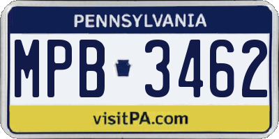 PA license plate MPB3462